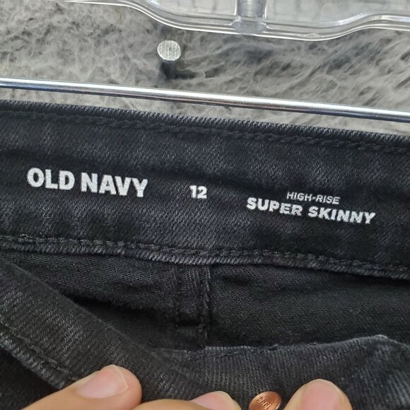 Old Navy Jeans Womens Size 12 Black High-Rise Super Skinny Stretch Denim - Picture 2 of 11